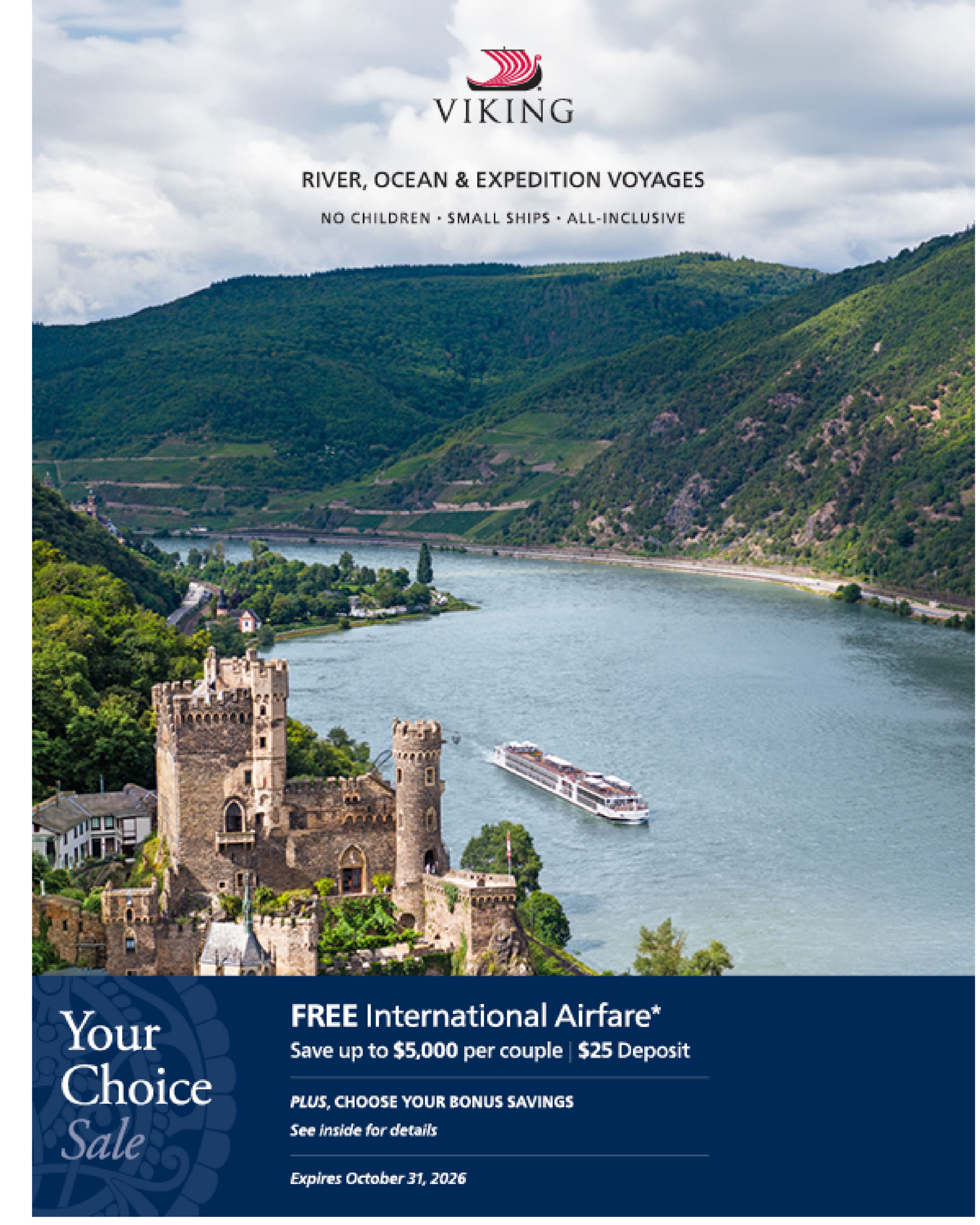 River cruise brochure with castle landscape