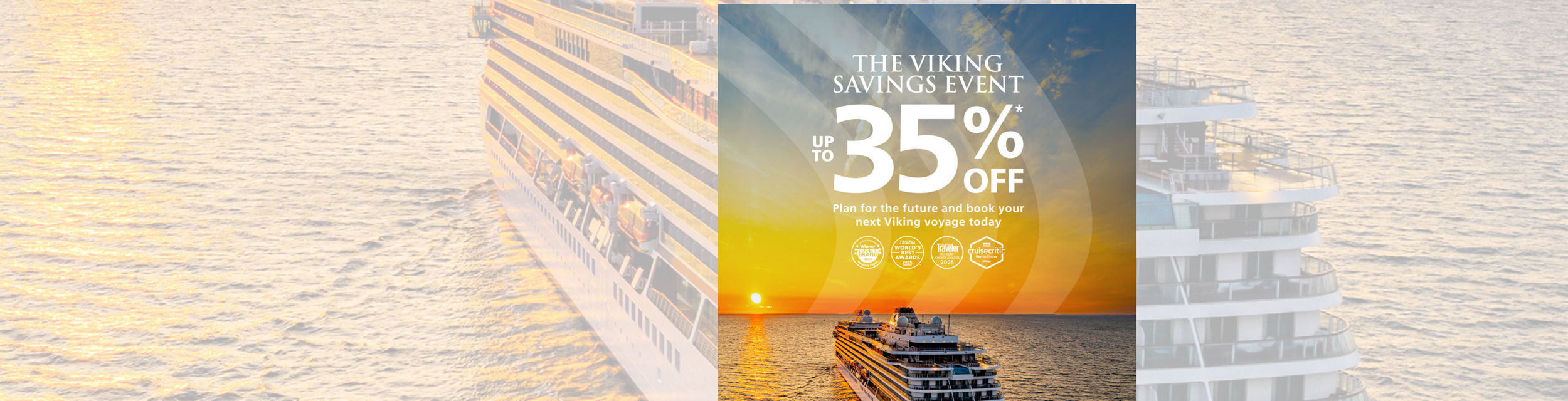 Viking Cruise Ship at Sea with Promotional Offer