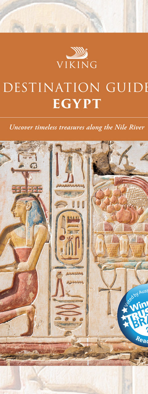 Egypt destination travel guide on hieroglyph wall