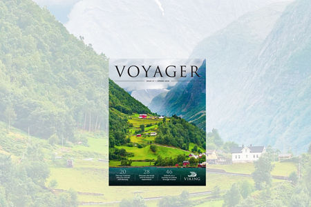 Voyager travel magazine cover in green valley