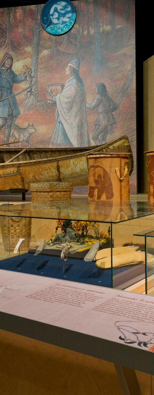 Indigenous cultural exhibit with artifacts