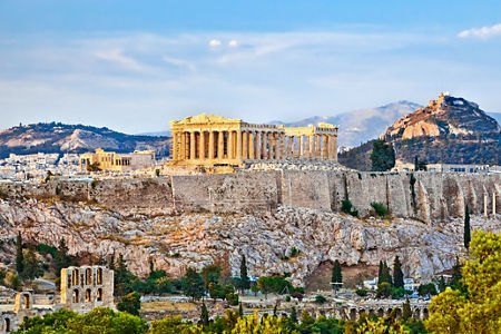 Ancient Acropolis with Parthenon in Athens