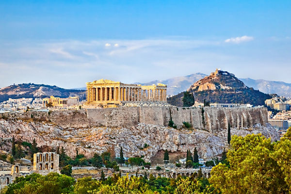 Ancient Acropolis with Parthenon in Athens
