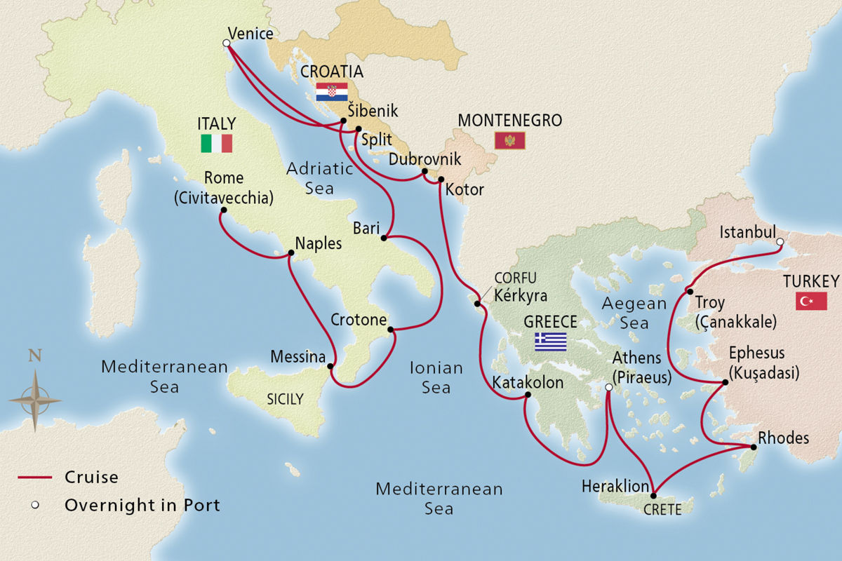Adriatic & Mediterranean Sojourn – route map