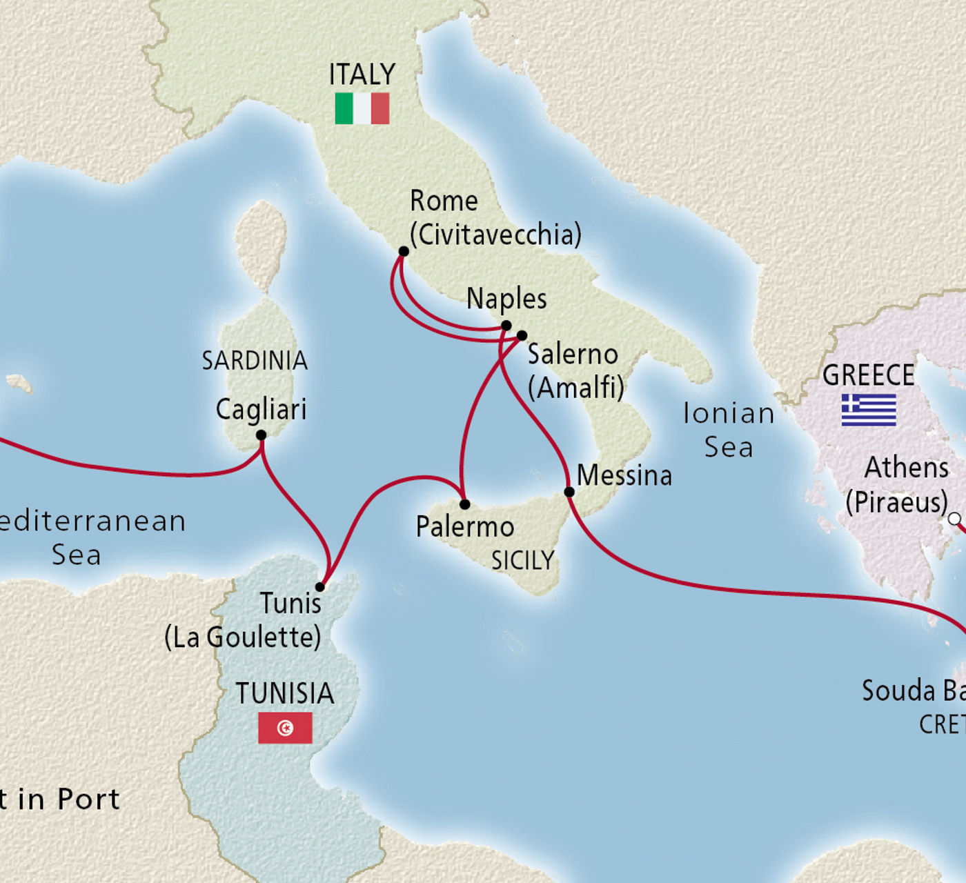 Map of Aegean & Mediterranean Explorer itinerary