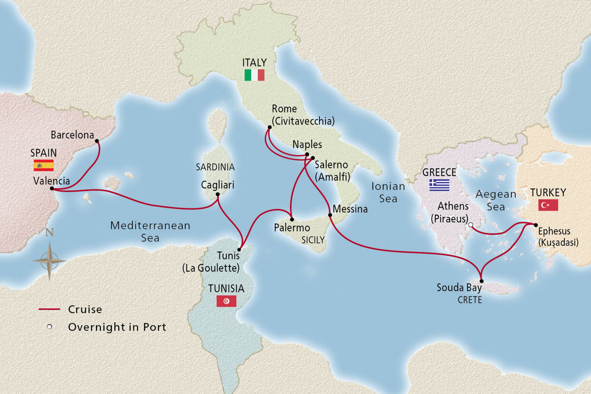 Aegean & Mediterranean Explorer – route map