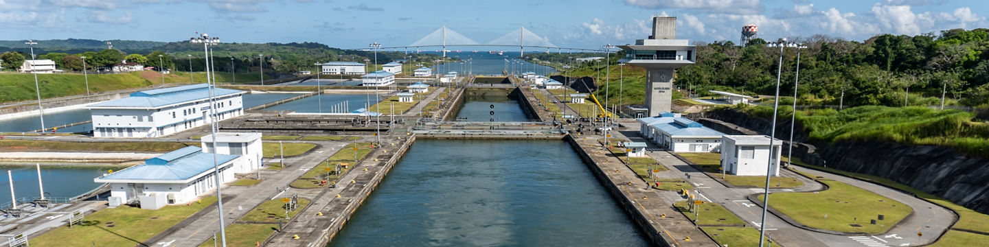 Panama Canal locks under clear skies