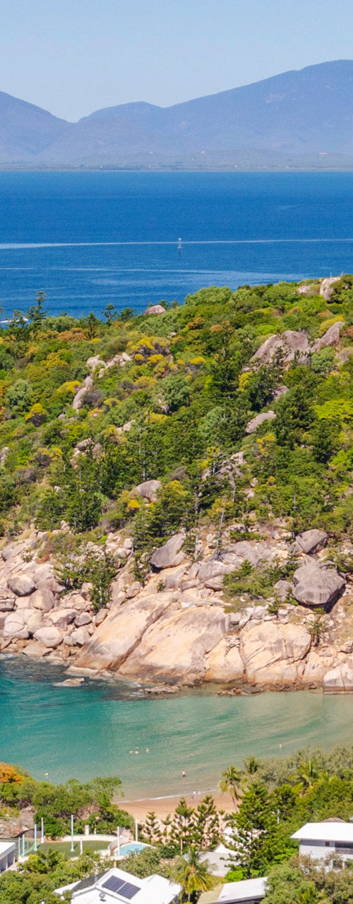 Scenic island view with lush greenery