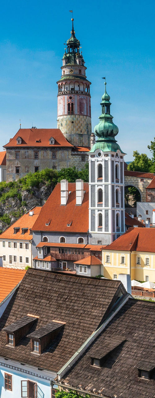 Historic Czech town with castle view
