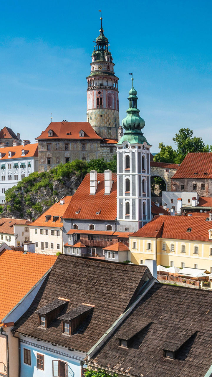 Historic Czech town with castle view