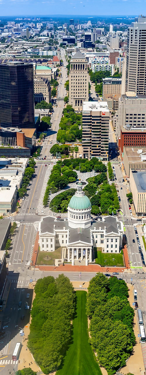 Aerial view of downtown city skyline