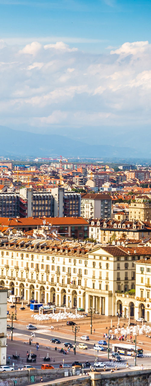Panoramic view of Turin cityscape, Italy