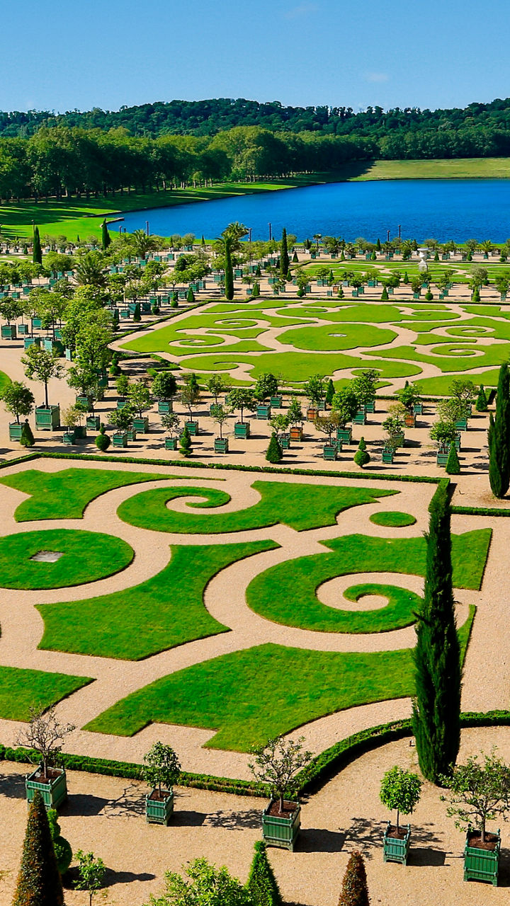 Elegant French garden with geometric design