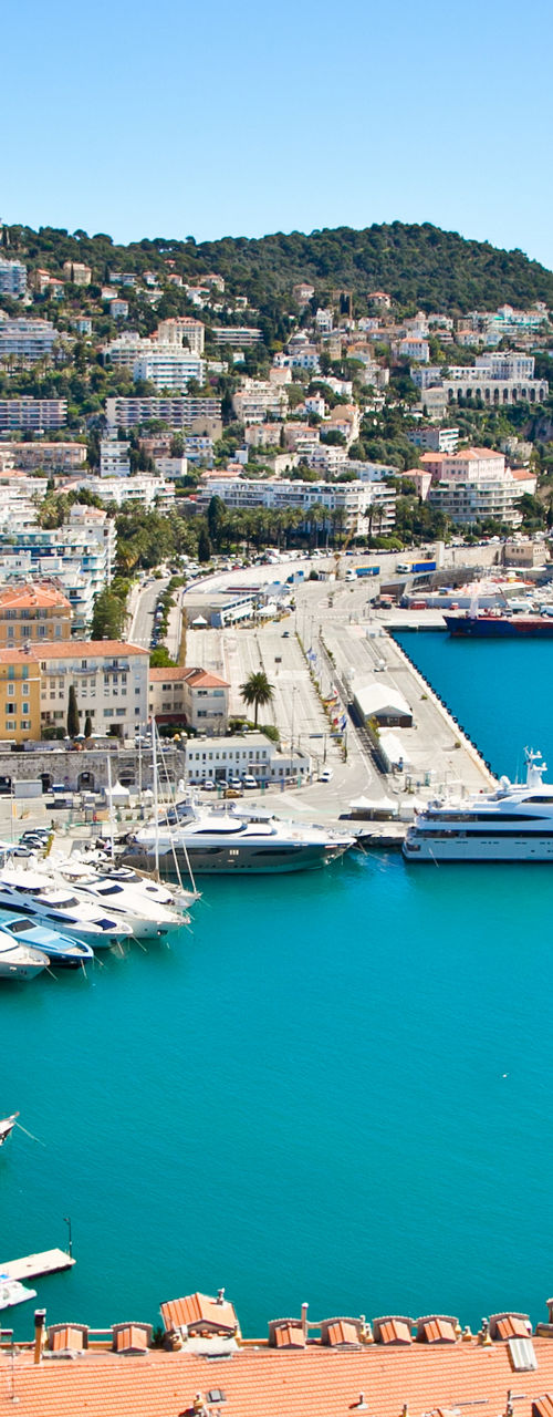 Scenic coastal view of Nice harbor
