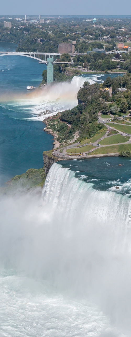 Aerial View of Niagara Falls and Rainbow