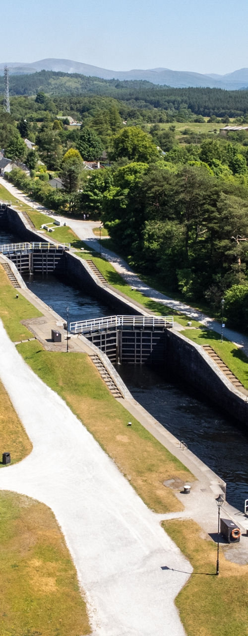 Aerial View of Scenic Canal Locks