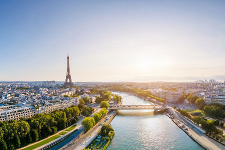 Panoramic view of Paris with Eiffel Tower