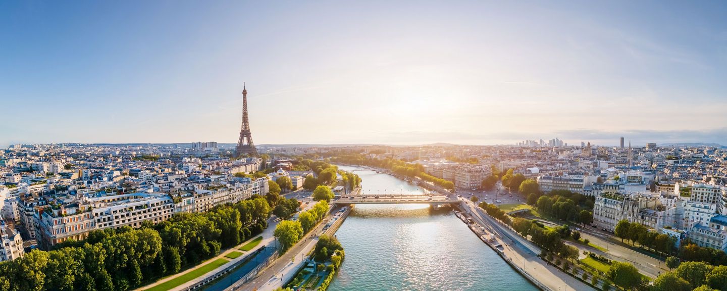 Panoramic view of Paris with Eiffel Tower