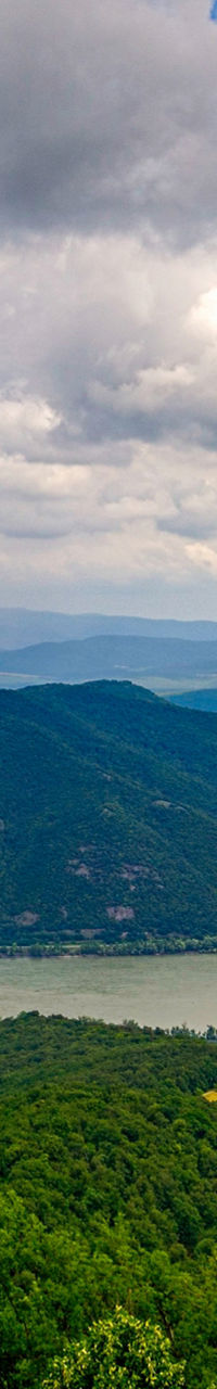 Wide panoramic view of winding river valley