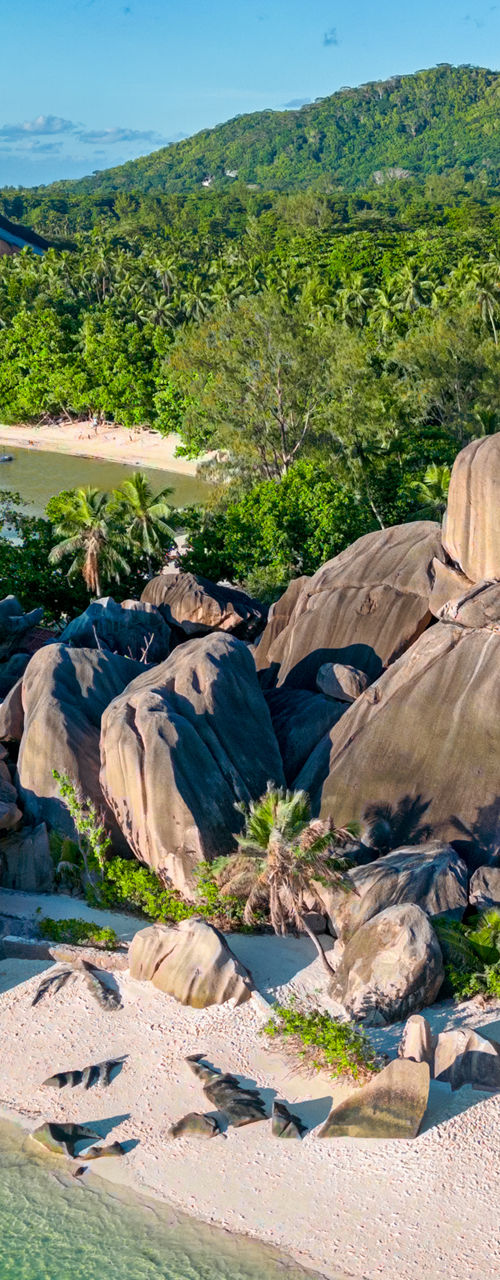 Tropical beach with granite rock formations