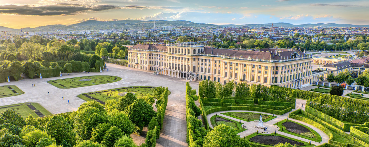 Aerial view of Schönbrunn Palace gardens