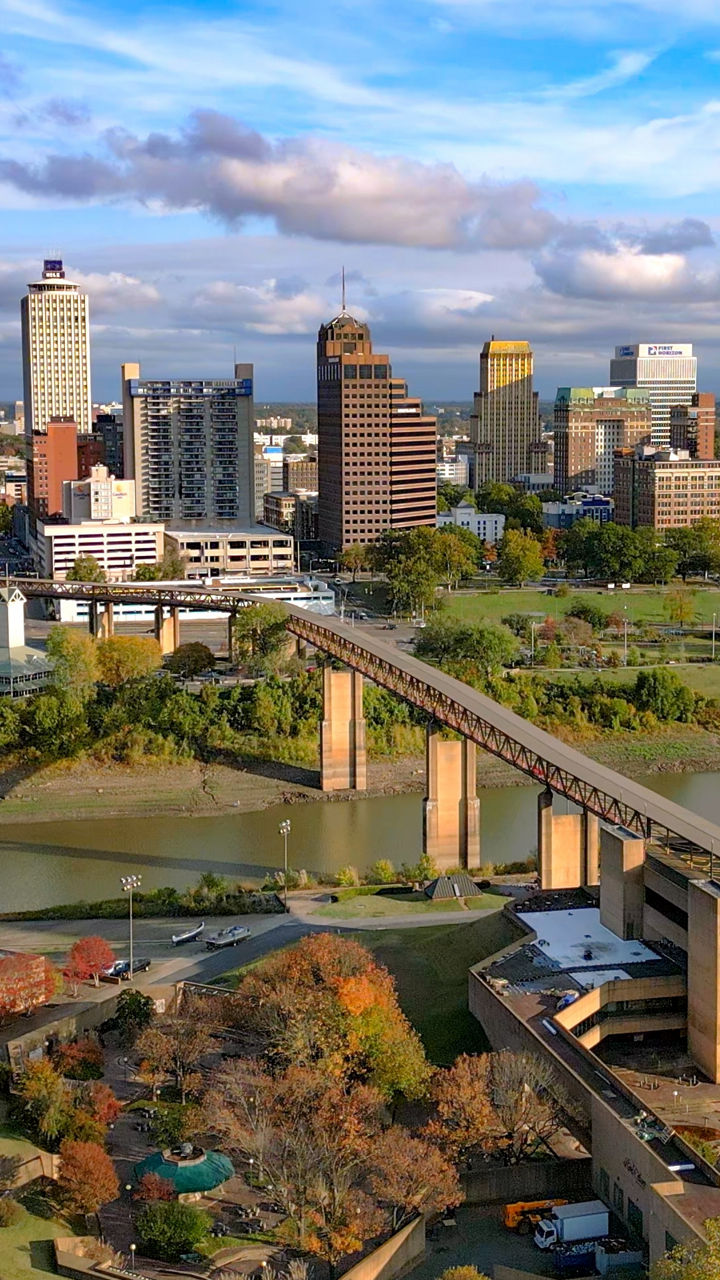 Aerial view of downtown Memphis skyline