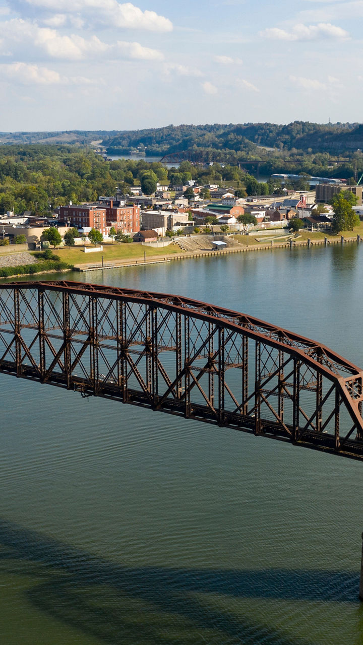 Historic Iron Bridge Over Serene River