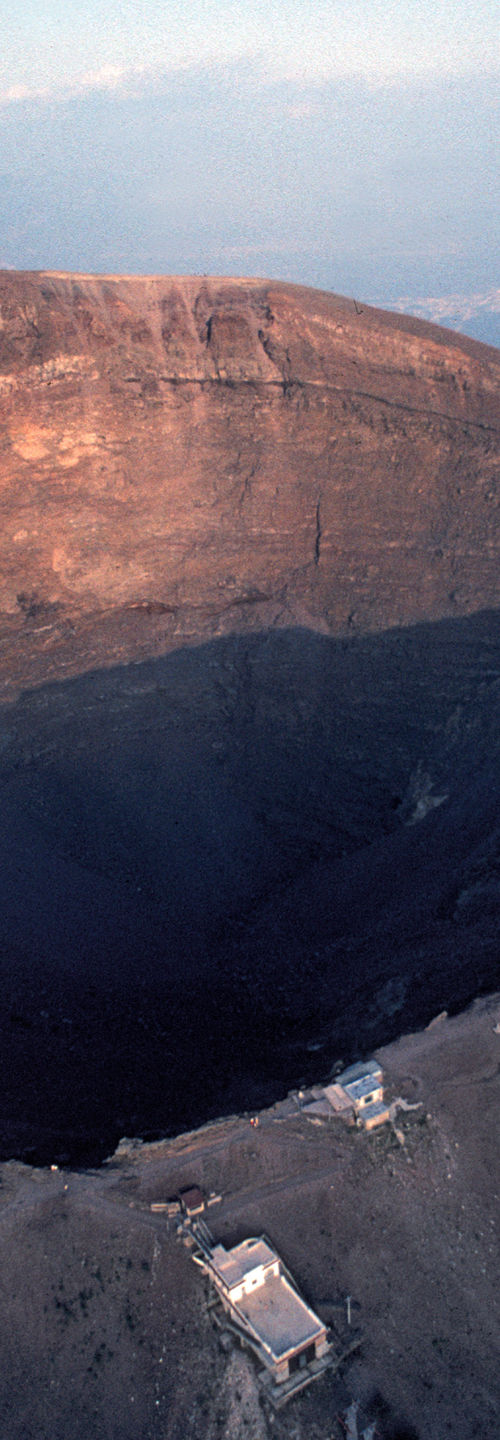 Aerial View of Volcanic Crater at Sunset