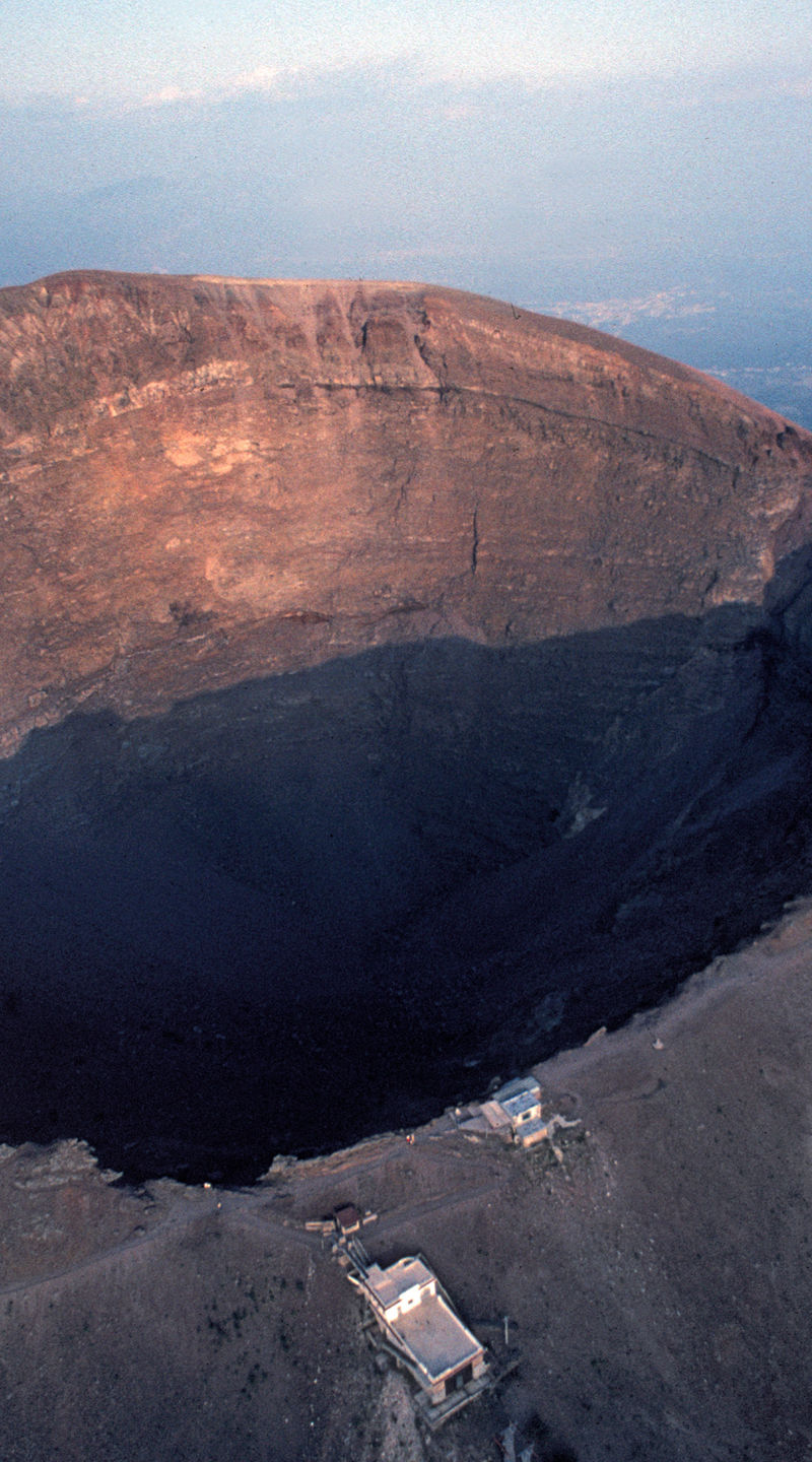 Aerial View of Volcanic Crater at Sunset