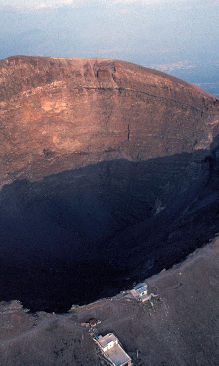 Aerial View of Volcanic Crater at Sunset