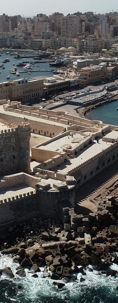 Aerial view of Qaitbay Citadel in Alexandria