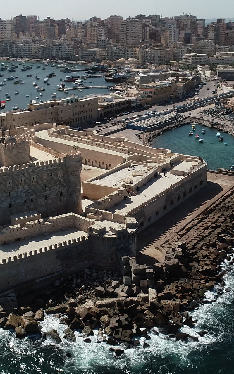 Aerial view of Qaitbay Citadel in Alexandria