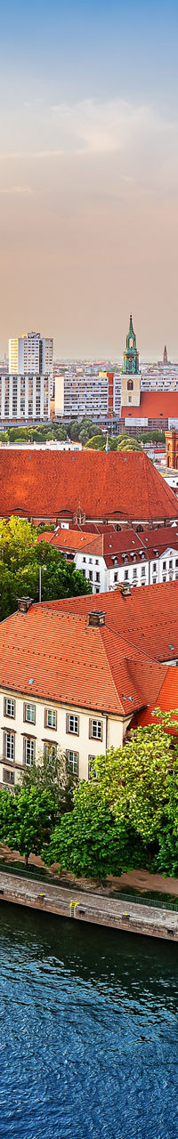 Panoramic view of Berlin cityscape at sunset