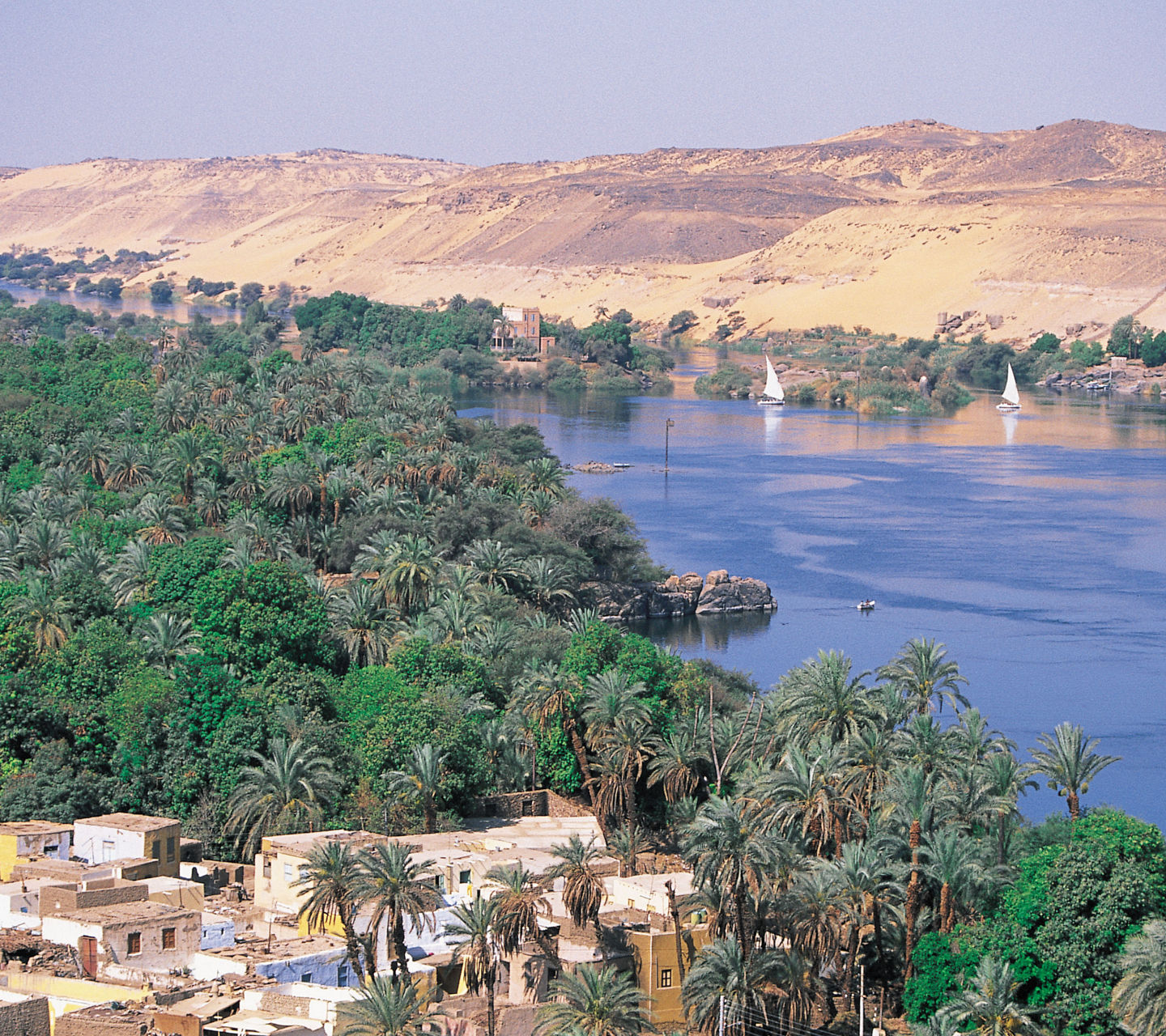 Scenic Nile River with lush village view