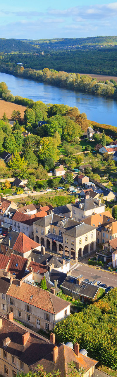 Scenic aerial view of countryside village