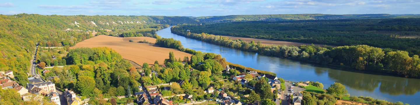 Scenic aerial view of countryside village