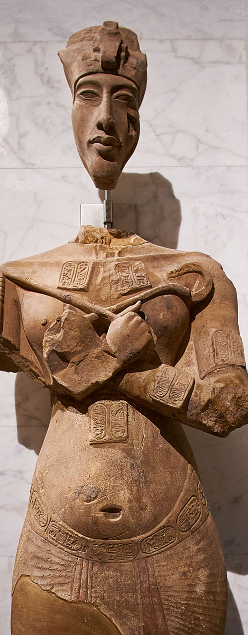 Ancient sculpture in museum exhibit