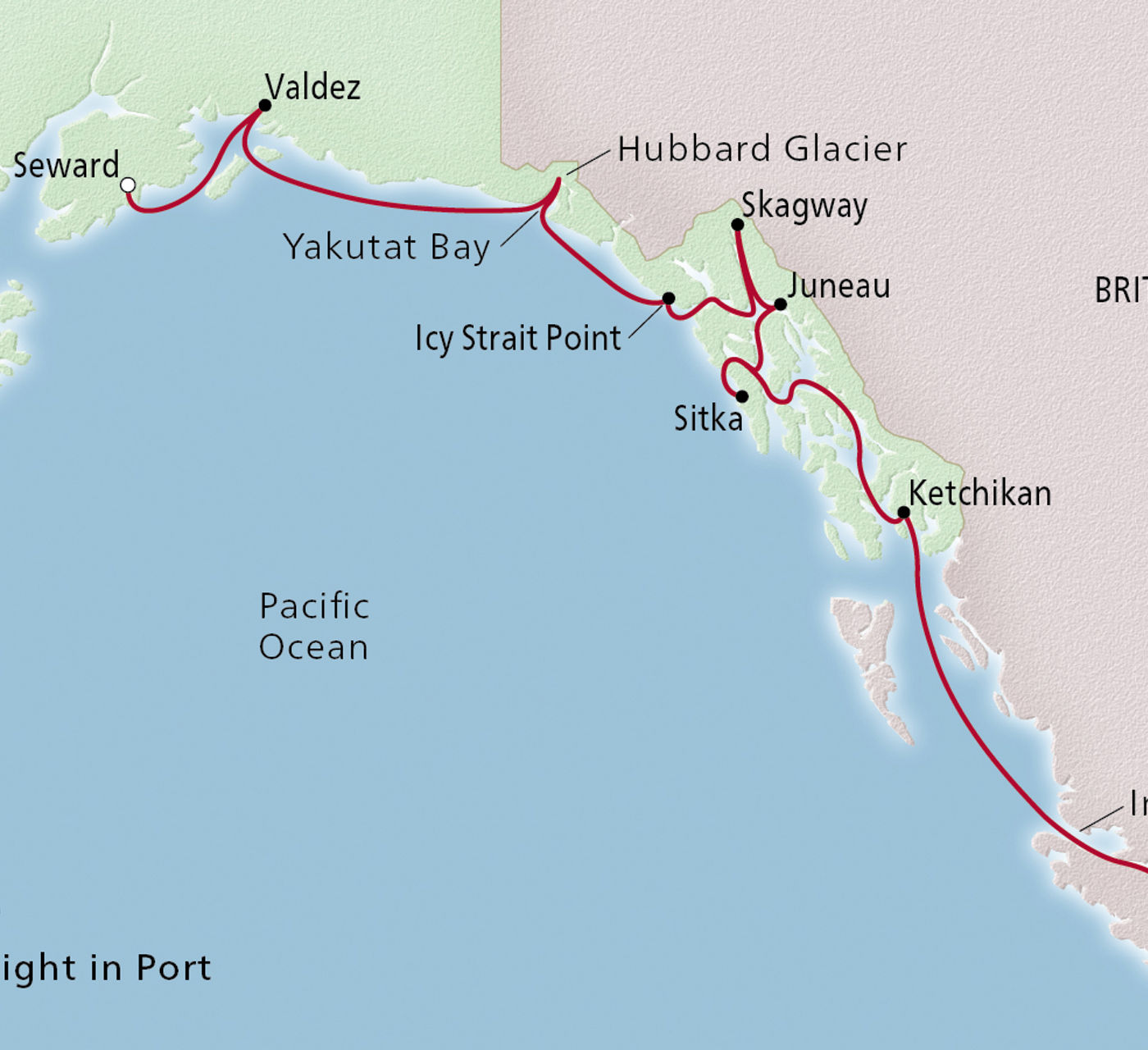 Viking Alaska and the Inside Passage itinerary map
