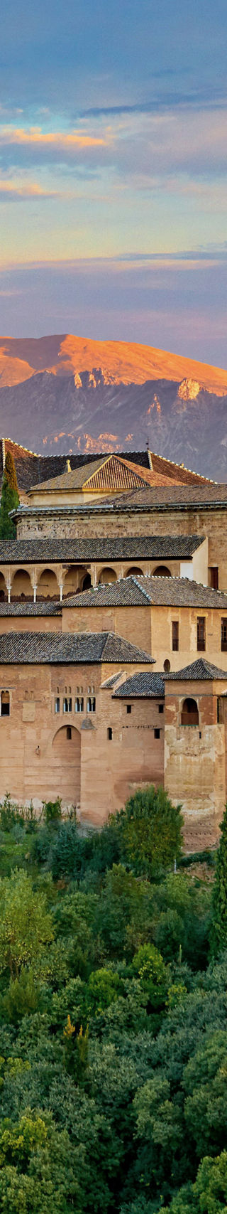 Alhambra palace at sunset in Granada