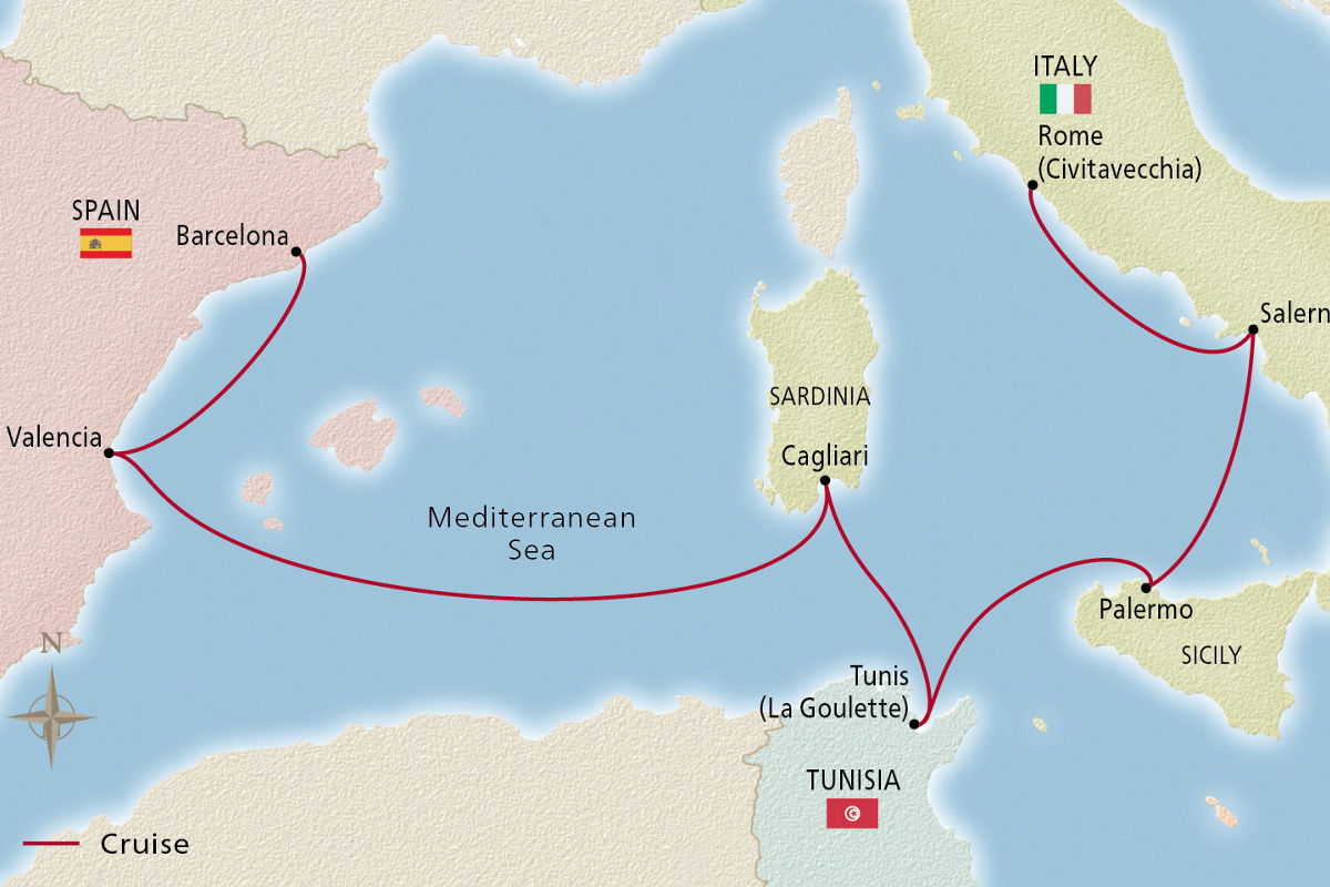 Amalfi Coast, Africa & Iberia – route map