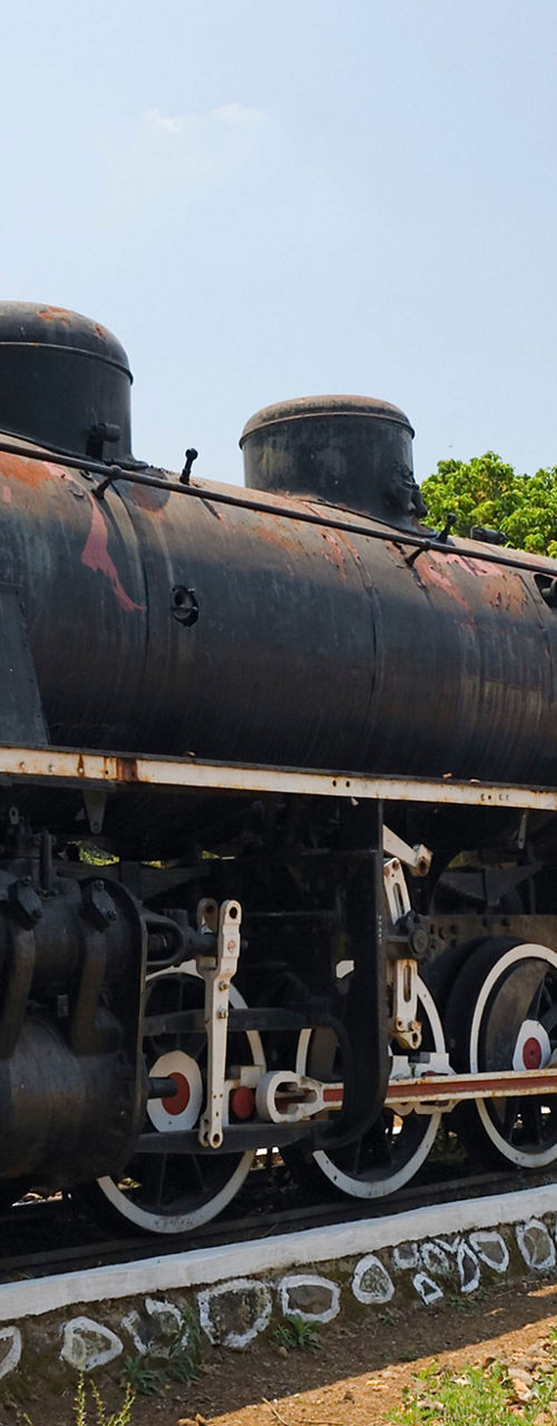 Vintage black steam locomotive on display