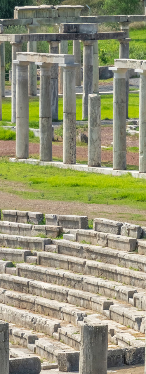Ancient Roman amphitheater with stone columns