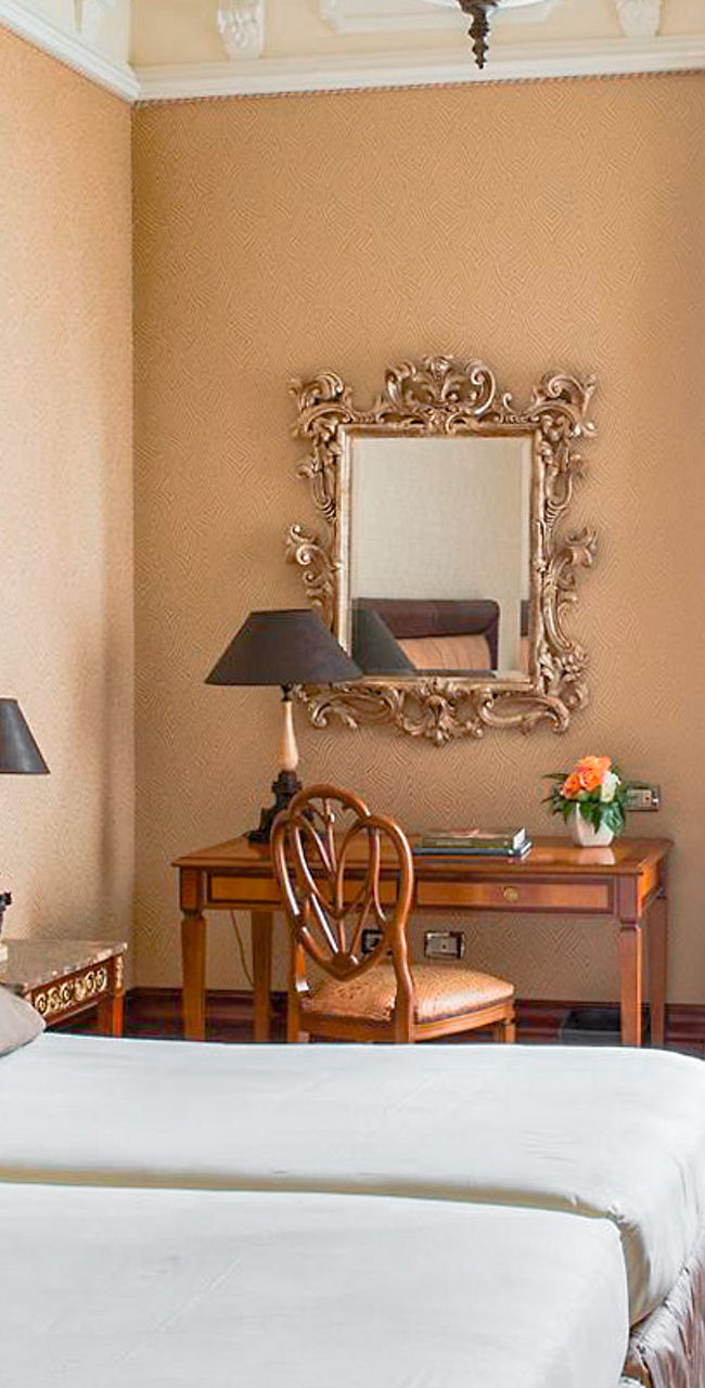 Elegant hotel room with twin beds