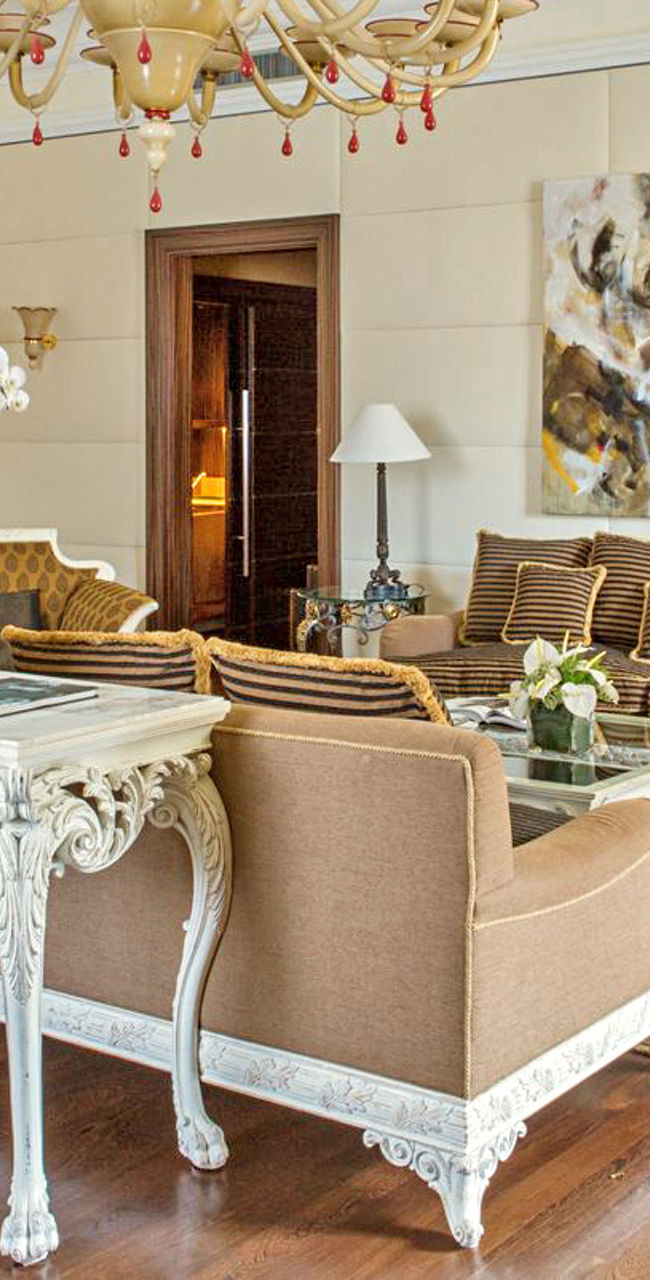 Elegant living room with chandelier decor