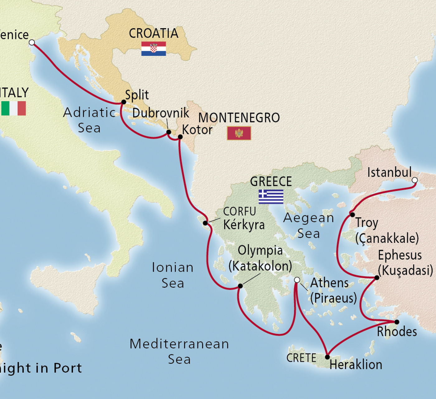 Map of Ancient Adriatic Treasures itinerary