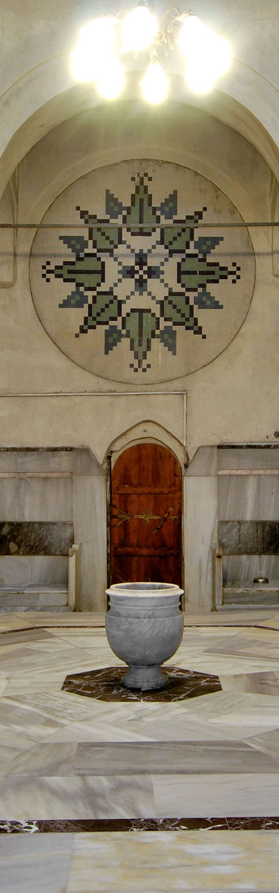 Historic Turkish bath interior with marble decor