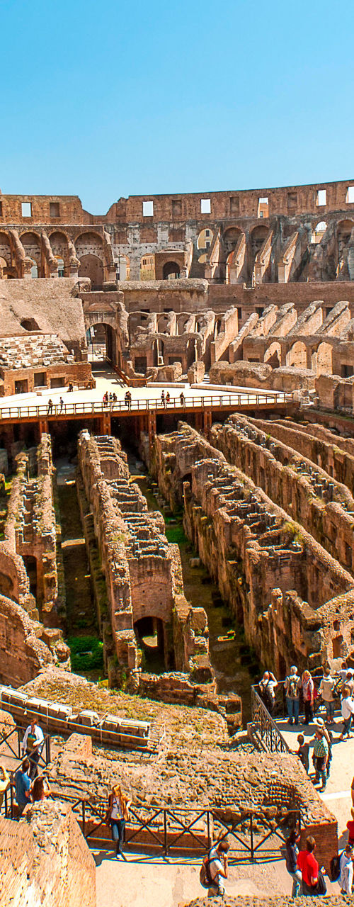 Historic Colosseum in Rome under clear skies