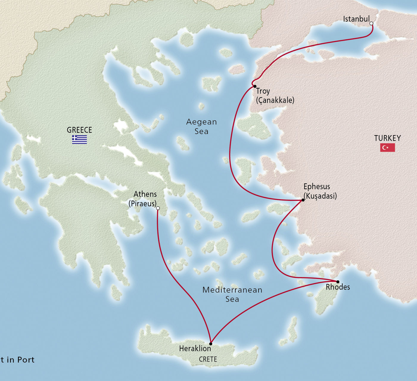Map of Ancient Mediterranean Treasures itinerary