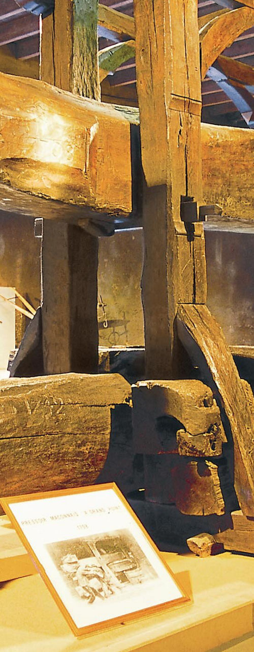 Historic Wooden Wine Press in Museum