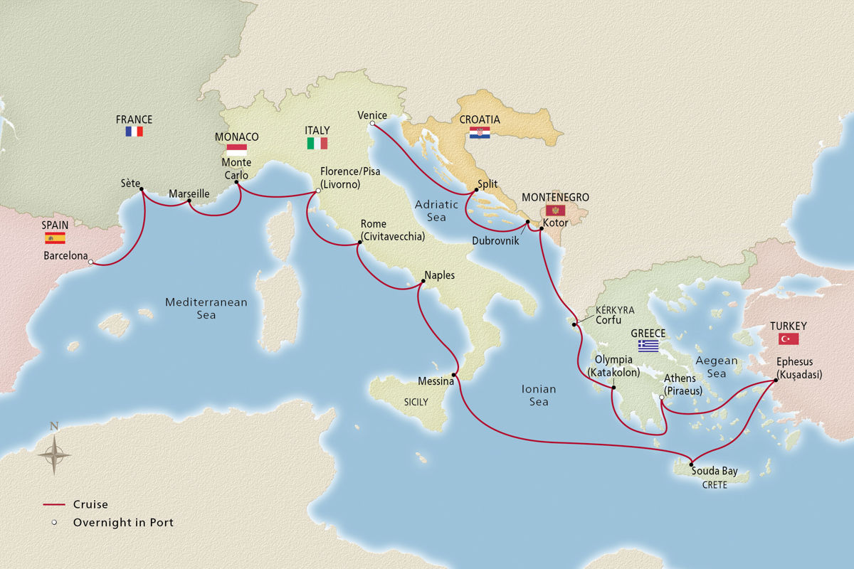 Antiquities of the Mediterranean – route map